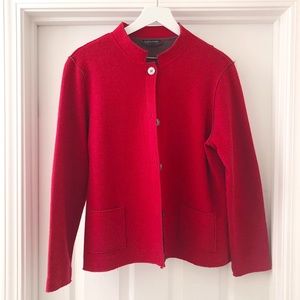 NEW Eileen Fisher Red Merino Wool Cardigan Sweater